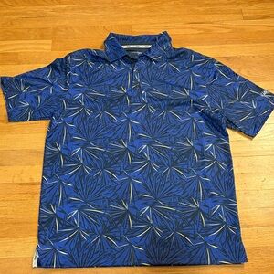 Walter Hagen Blue Leaf Print Men's Golf Polo